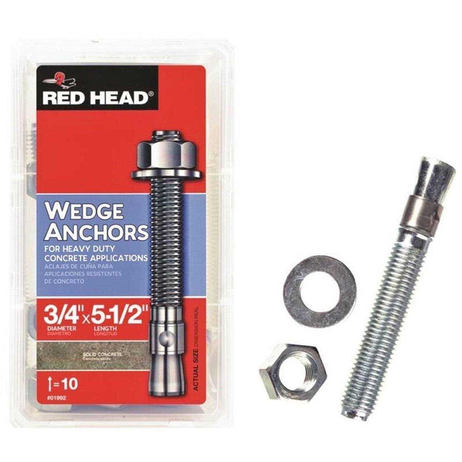 Red Head 3/4 in. x 5-1/2 in. Wedge Anchor 10CT 02992 - Cheap Fitting