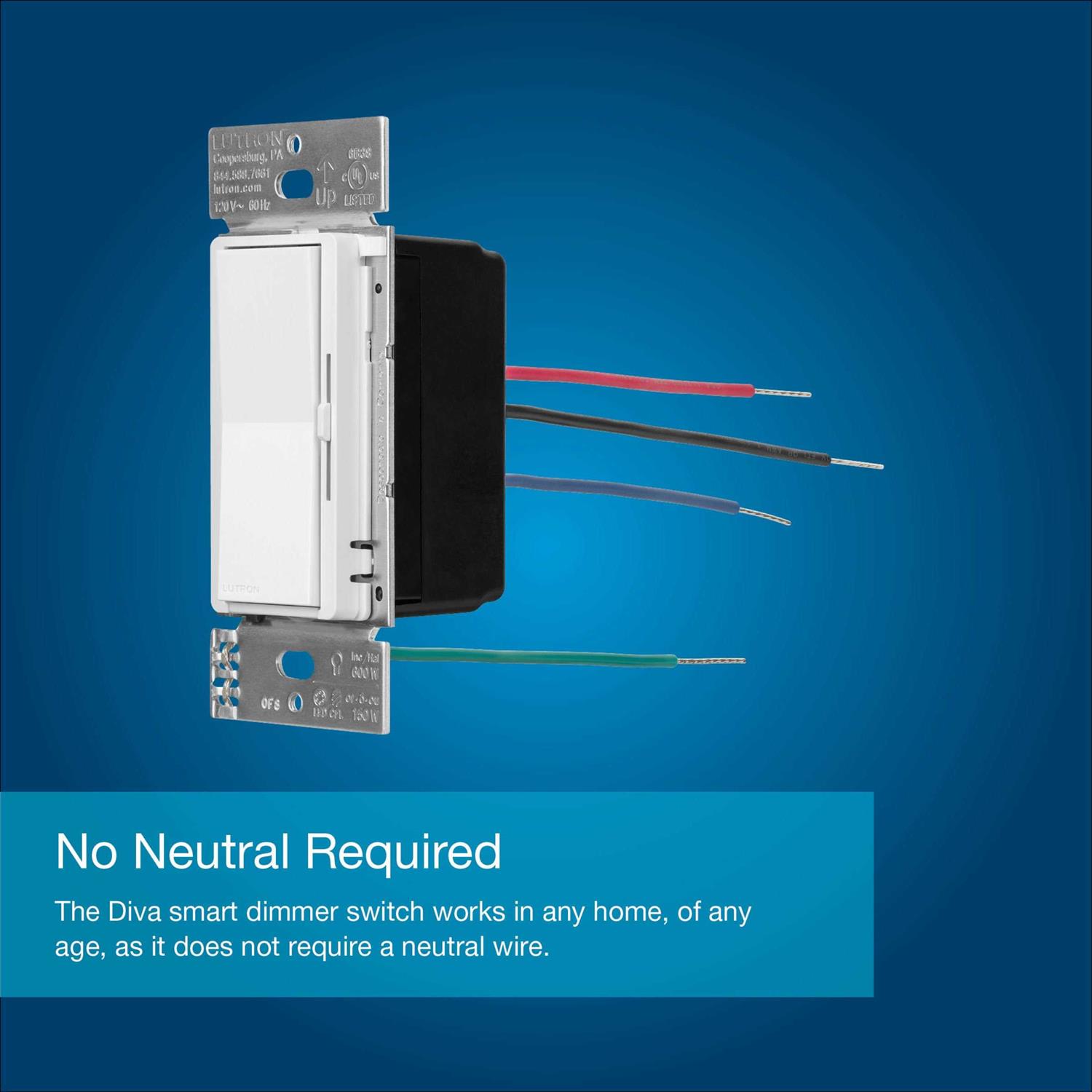 Lutron Diva Smart Dimmer Switch DVRF-6L - Cheap Fitting