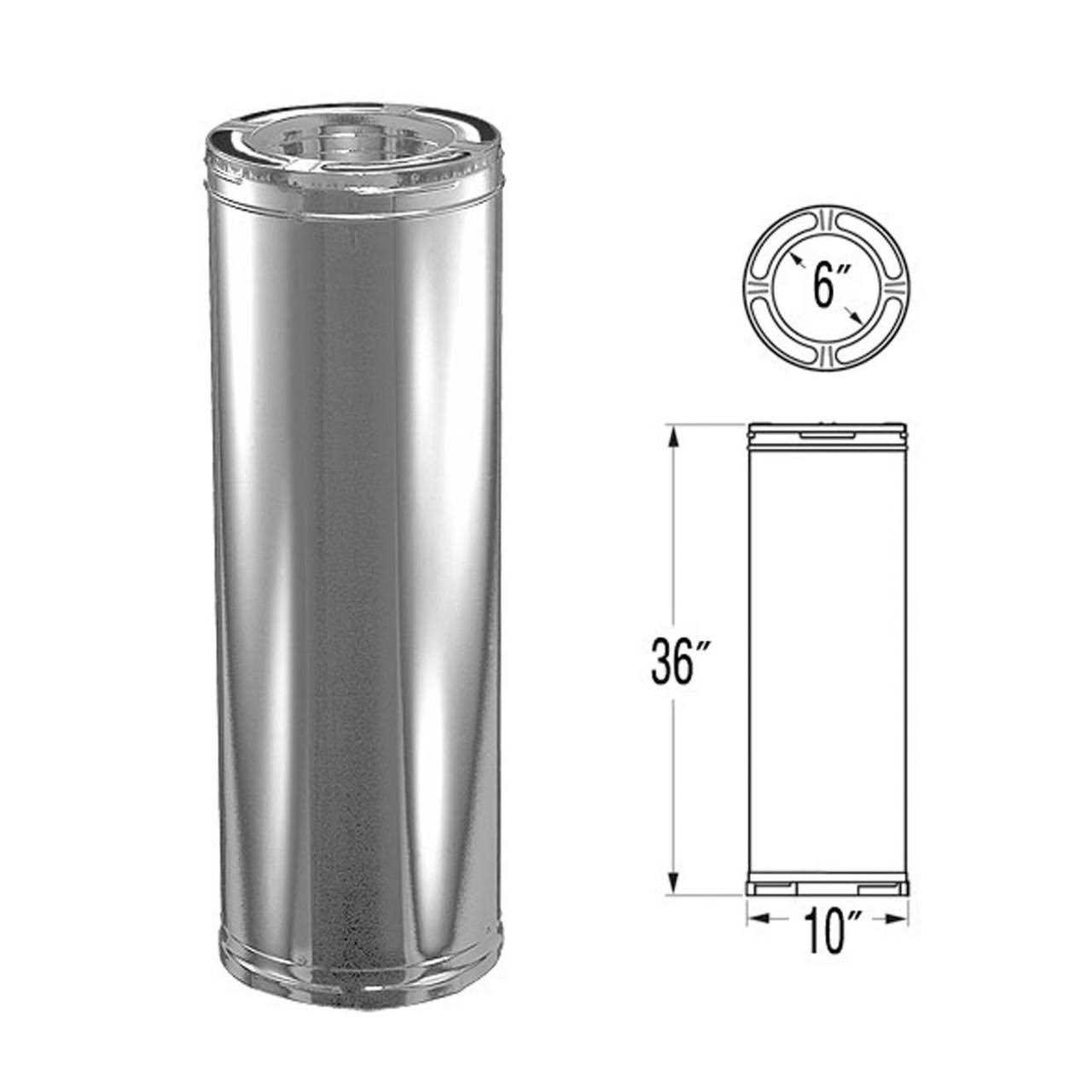 DuraVent DuraPlus 6 Diameter Stainless Steel Chimney Pipe - Cheap Fitting