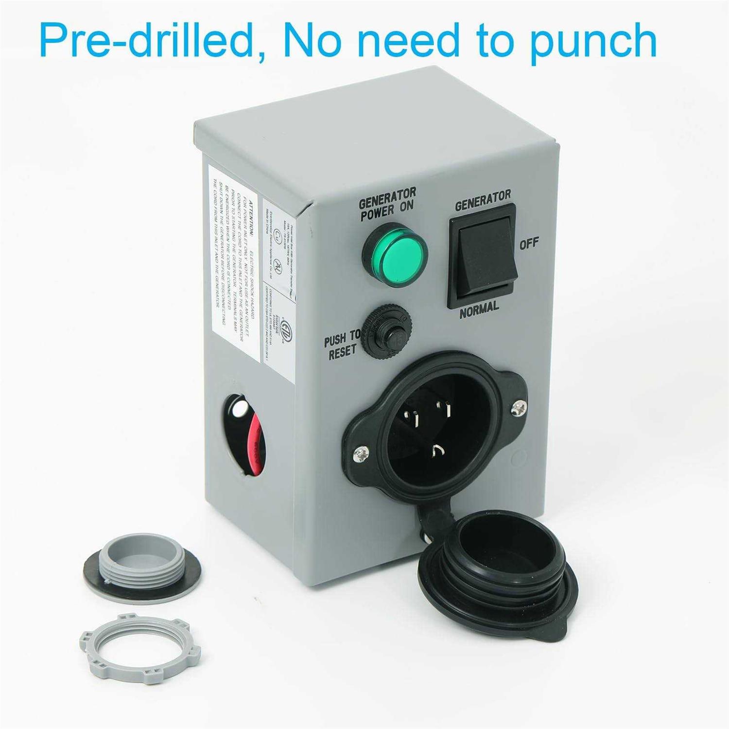 Livtor Power Inlet Box with Generator Transfer Switch Kit 15 Amp 120 Volt Manual Transfer Switch for Generators with Circuit Breaker - Cheap Fitting