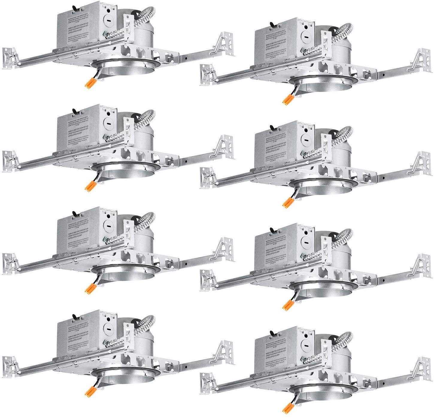 Torchstar 8-Pack 4 Inch Shallow New Construction Recessed Lighting Housing Ic Rated & Air Tight Ceiling LED Downlight Can with J-Box - Cheap Fitting