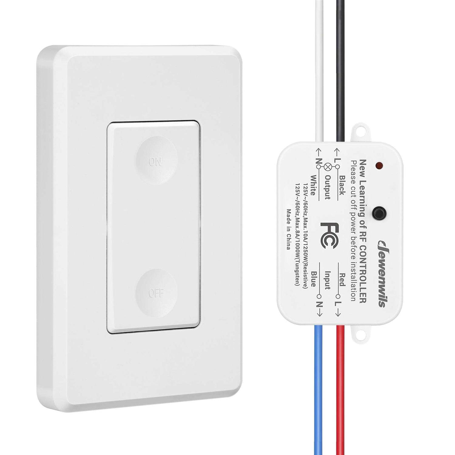 Dewenwils Indoor Wireless Light Switch, Remote Control Wall Light Switch and Receiver Kit - Cheap Fitting