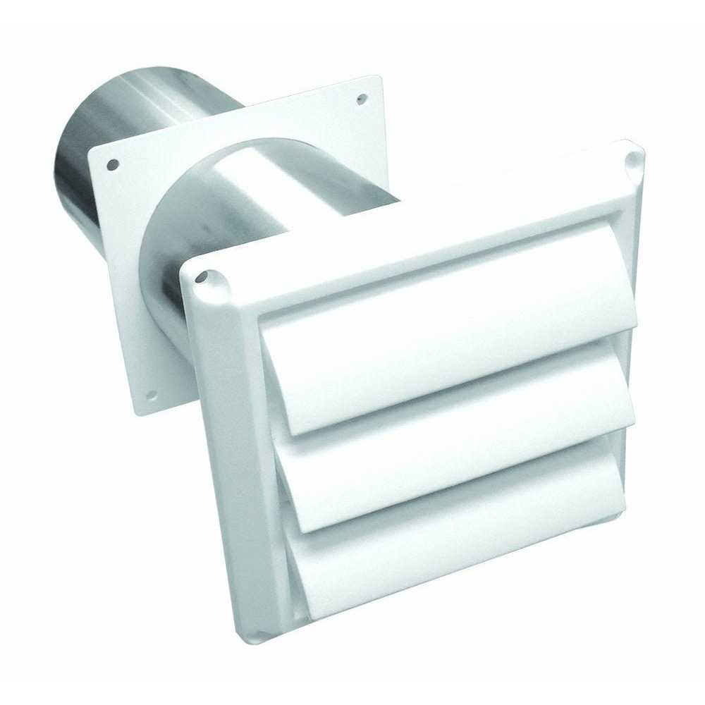 Lambro 290W White Plastic Louvered Vent with Tail Pipe - Cheap Fitting
