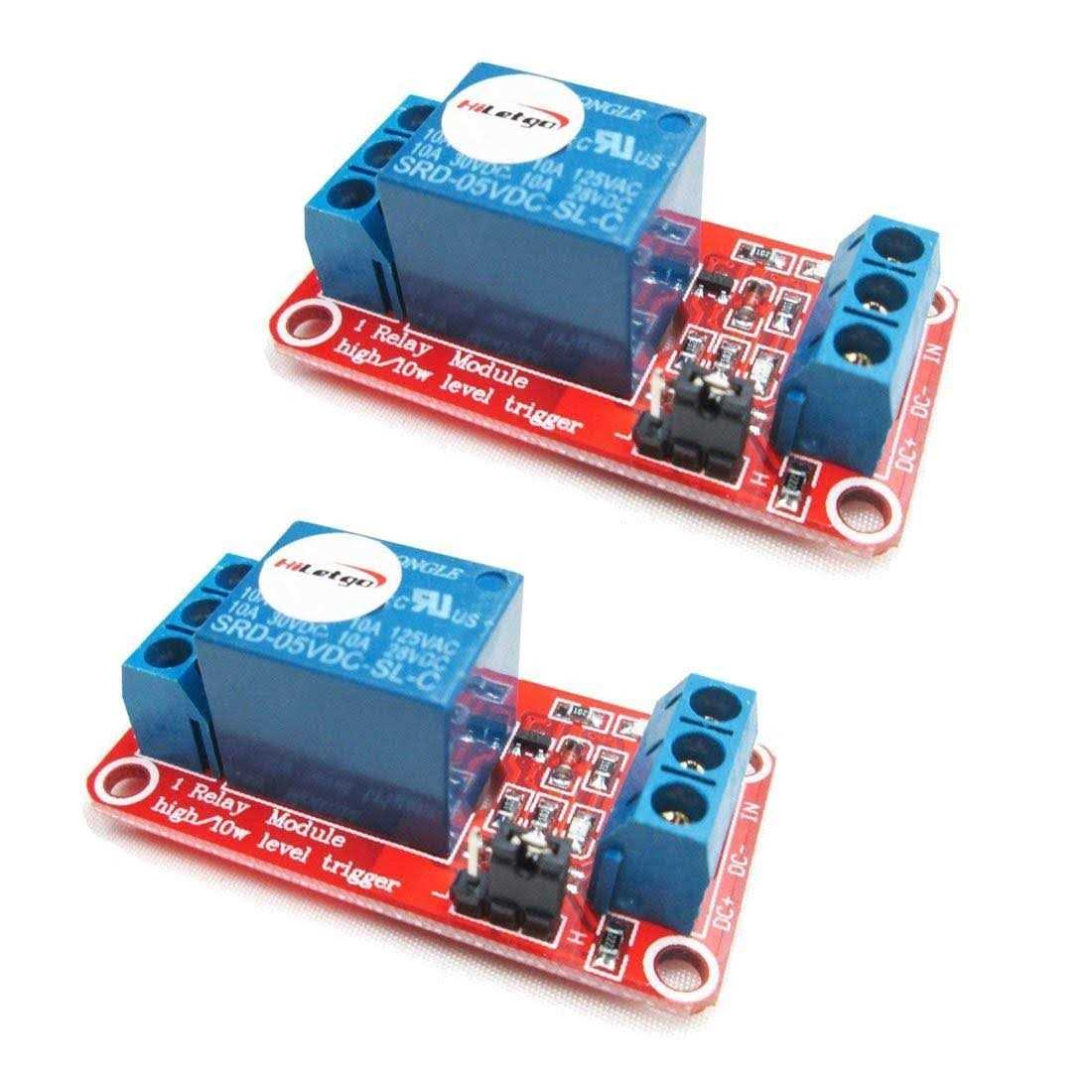 Hiletgo 2pcs 5V One Channel Relay Module Relay Switch with Opto Isolation High Low Level Trigger - Cheap Fitting