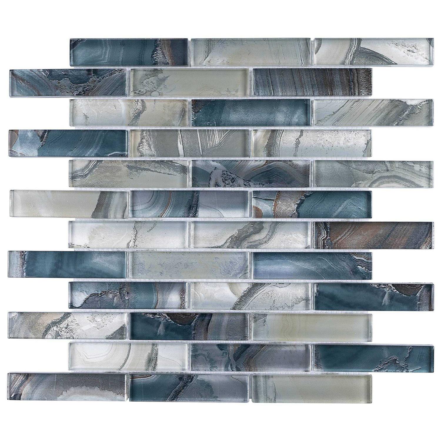 Supreme Tile TileGen. Aegean Glass Mosaic in Blue Wall Tile - Cheap Fitting
