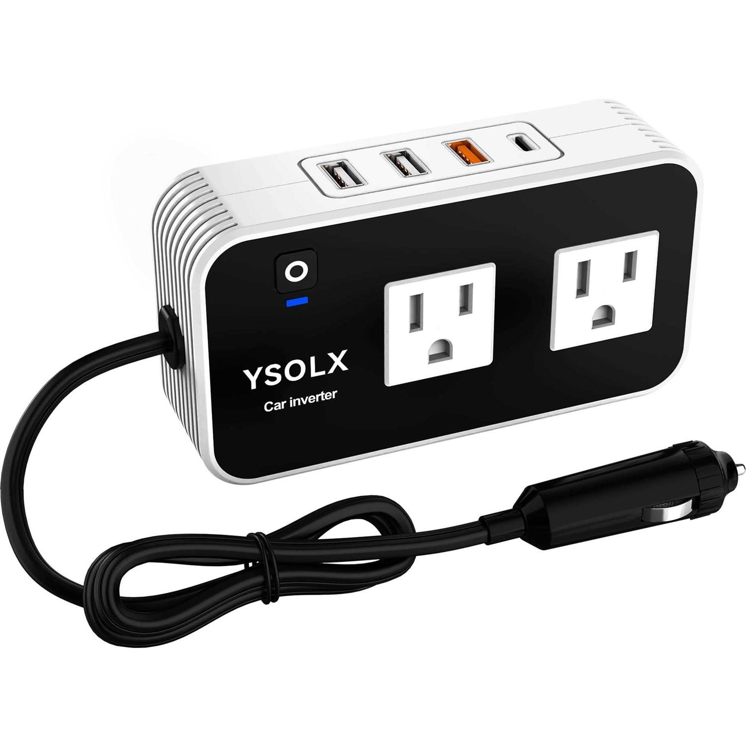 YSOLX 200W Car Power Inverter DC 12V to 110V AC Converter Fast Car Charger Adapter with 18W Quick Charge/ 20W USB-C/ 4.8A Dual USB/Dual 110V AC - Cheap Fitting