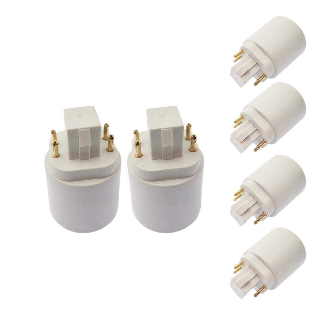 E-Simpo GX24Q-3 to E26/E27 CFL Bulb Socket Adapter 6pcs 4-Pin GX24Q G24Q to Standard Medium Bulb Holder Base Converter - Cheap Fitting