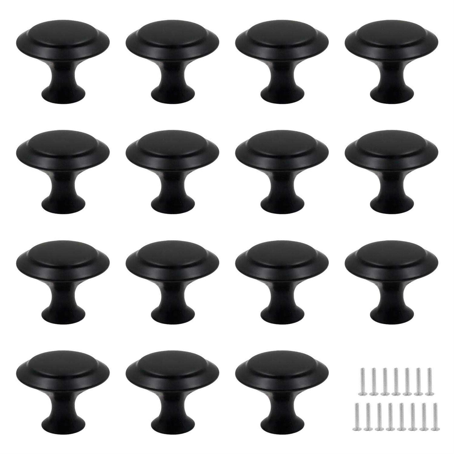 Biaungdo 15 Pack 1Inch Flat Black Kitchen Cabinet Knobs Drawer Dresser Handles Knobs - Cheap Fitting