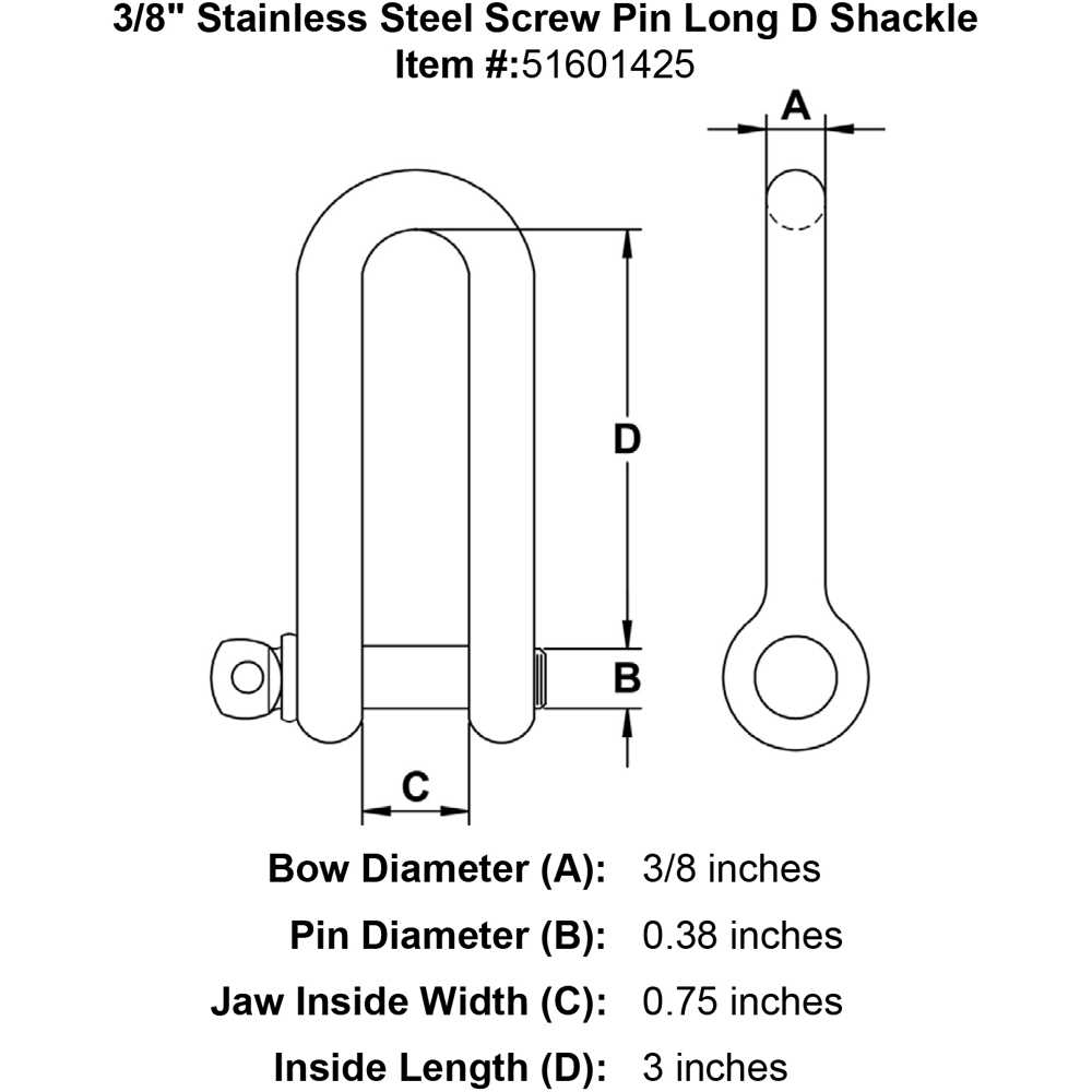 Stainless Steel Screw Pin Long D Shackle - Cheap Fitting