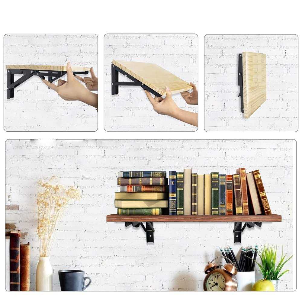 Hniuyun 2Pcs Folding Shelf Brackets Heavy Duty Stainless Steel Shelf Bracket for Table Work Space Saving DIY Bracket - Cheap Fitting