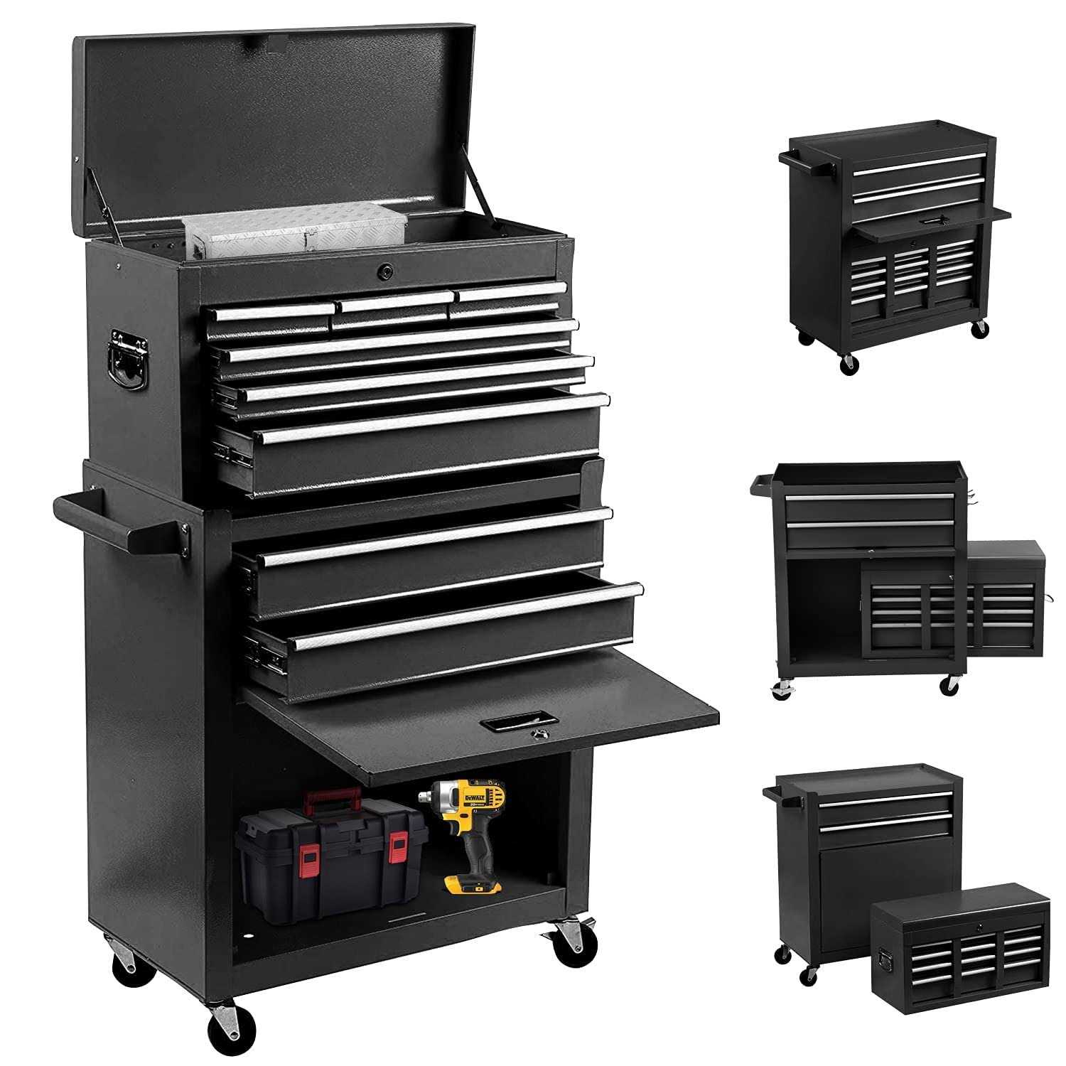 Bcbyou 8-Drawer Rolling Tool Chest 2 in 1 High Capacity Tool Box Detachable Organizer Tool Storage Cabinet - Cheap Fitting