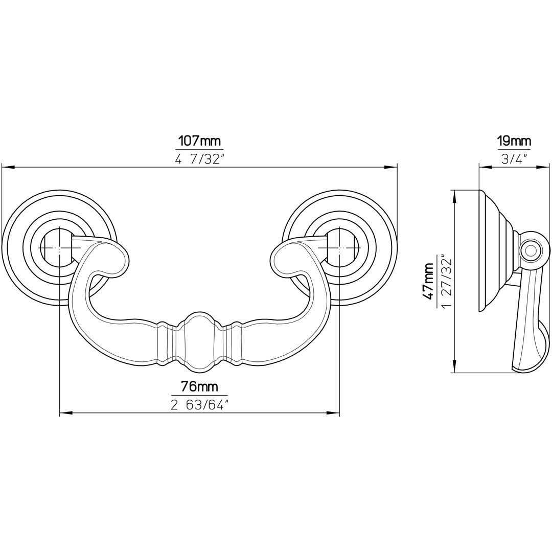 Siro Designs Traditional 76mm Centers Drop Pull in Antique 926-107ZN10 - Cheap Fitting