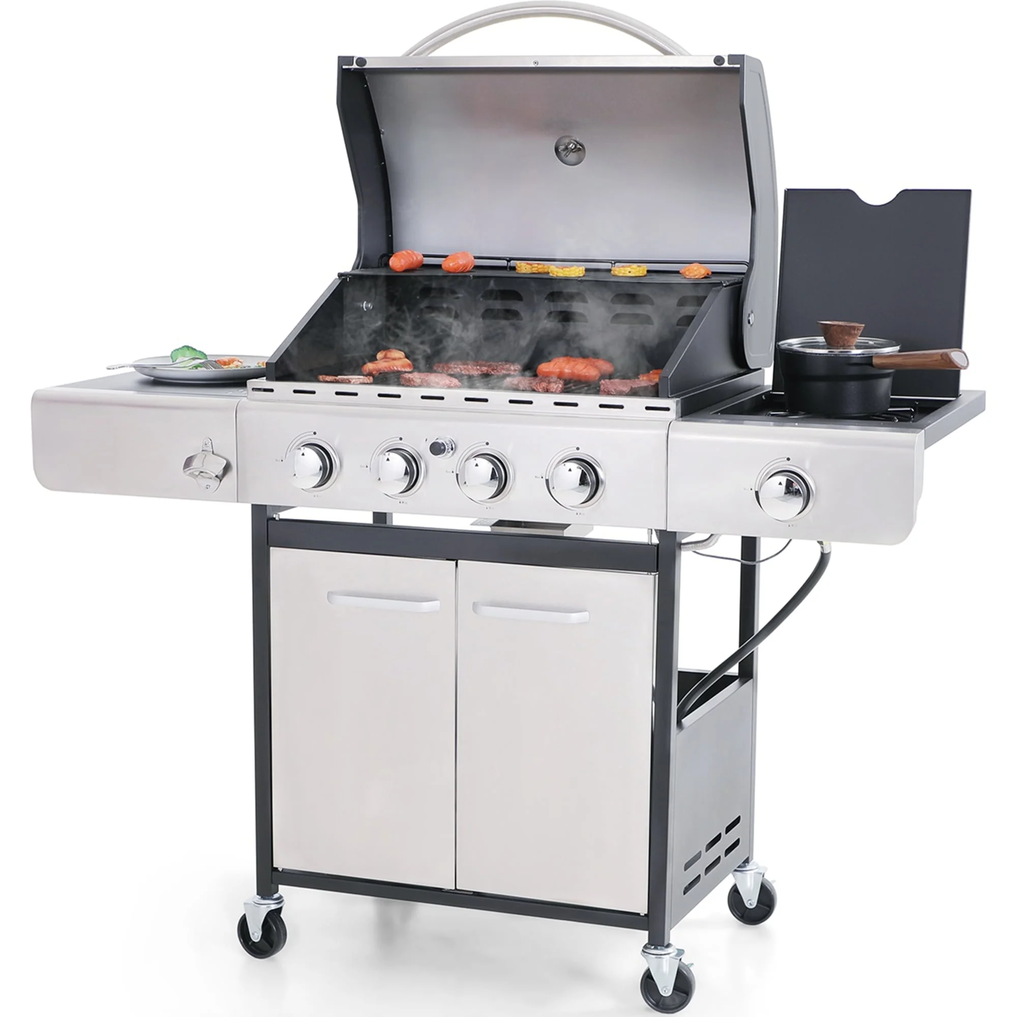 Alpha Joy 4-Burner Stainless Steel Propane Gas Grill with Side Burner - Cheap Fitting