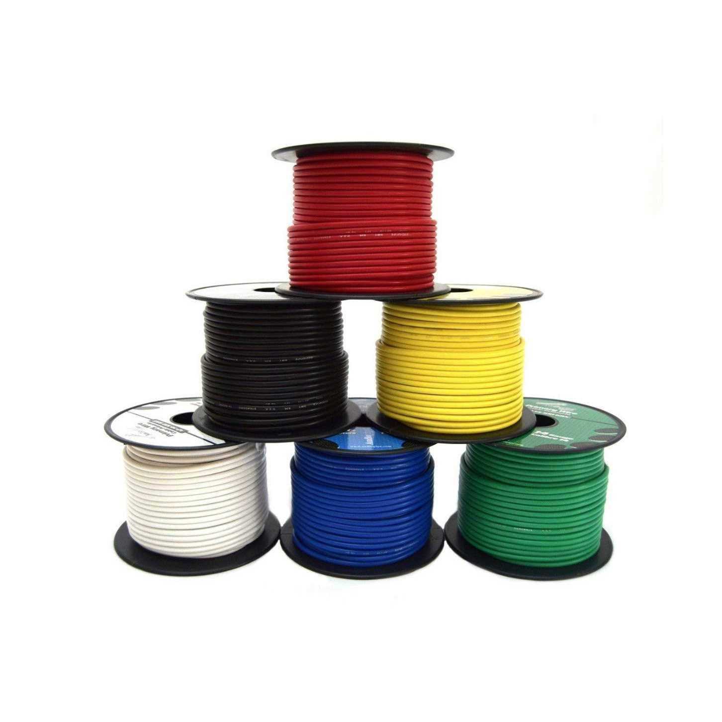 BABOOM BABOOM 16 Gauge Wire Combo 6 Pack 12V 100’FT per Roll Auto Wire Copper Clad Aluminium Low Voltage - Cheap Fitting