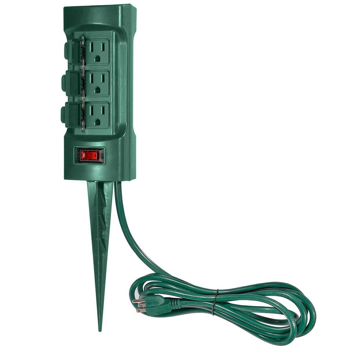 BESTTEN Outdoor Power Strip with Covers and Overload Protection Switch Double Sided 6-Outlet Yard Power Stake with 9-Foot Long Extension Cord - Cheap Fitting