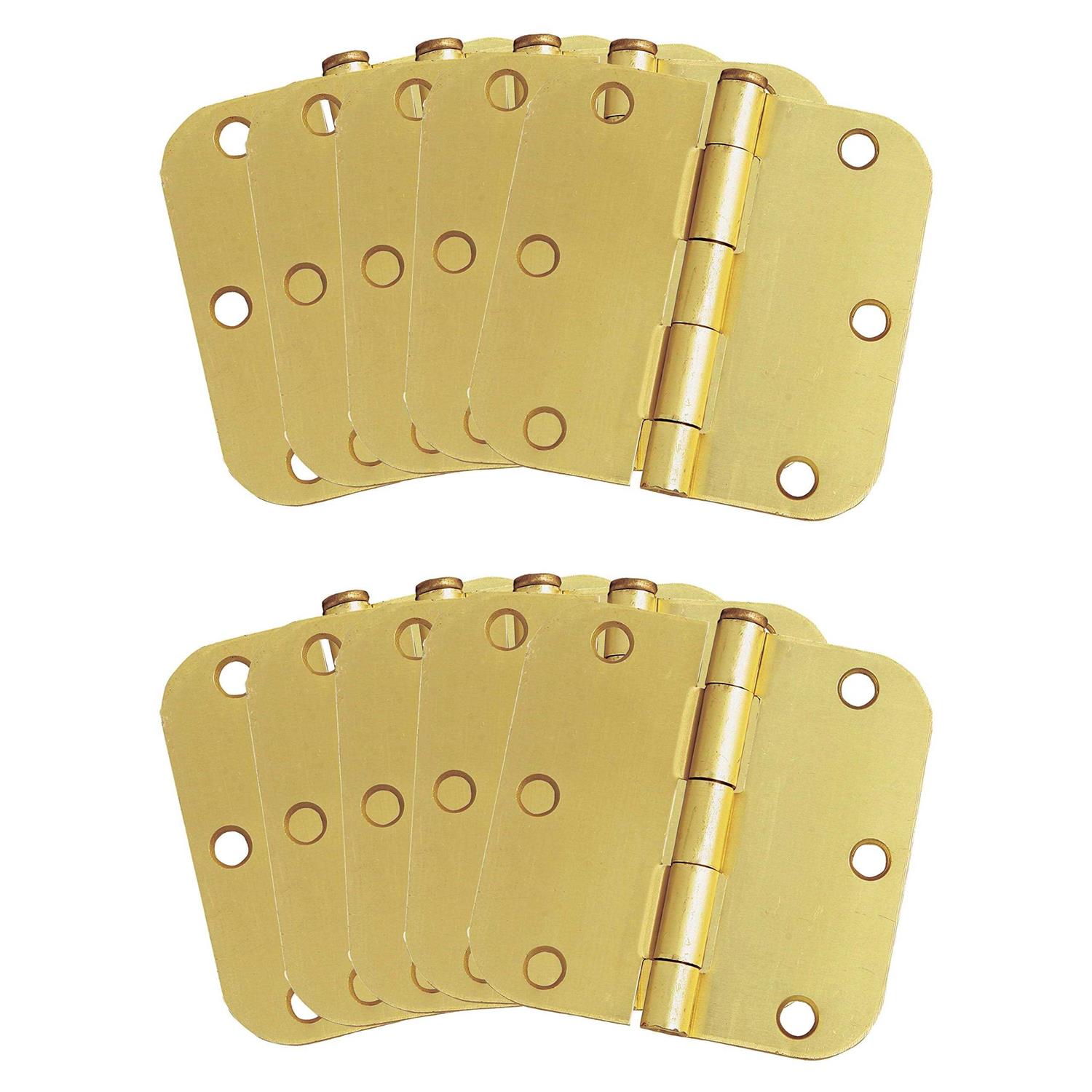 Design House 3-1/2 in. x 5/8 in. Radius Satin Brass Door Hinge Value Pack - Cheap Fitting