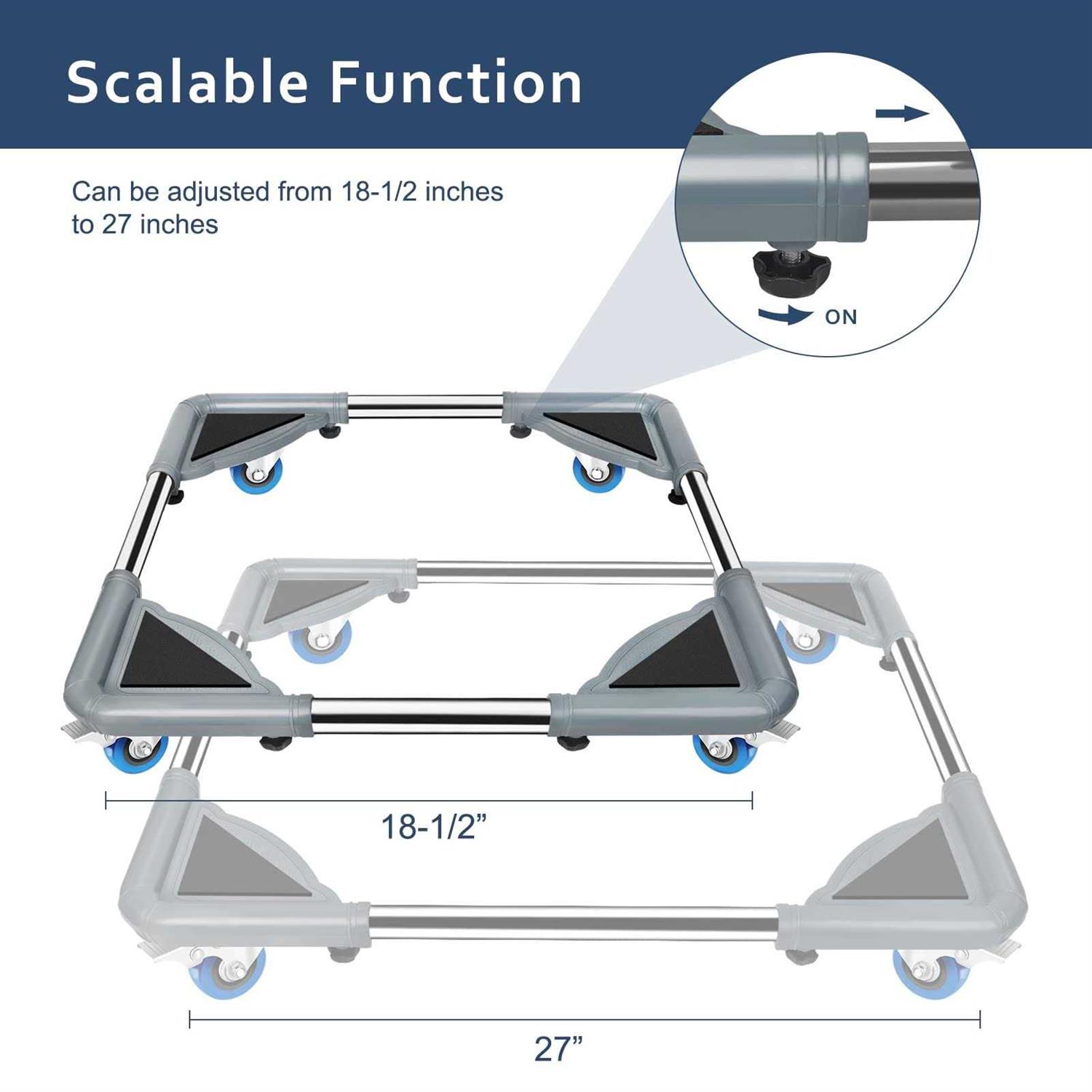 Spacecare Mobile Roller with 4 Locking Wheels-Adjustable Furniture Dolly Washing Machine Stand Refrigerator Base Moving Cart - Cheap Fitting