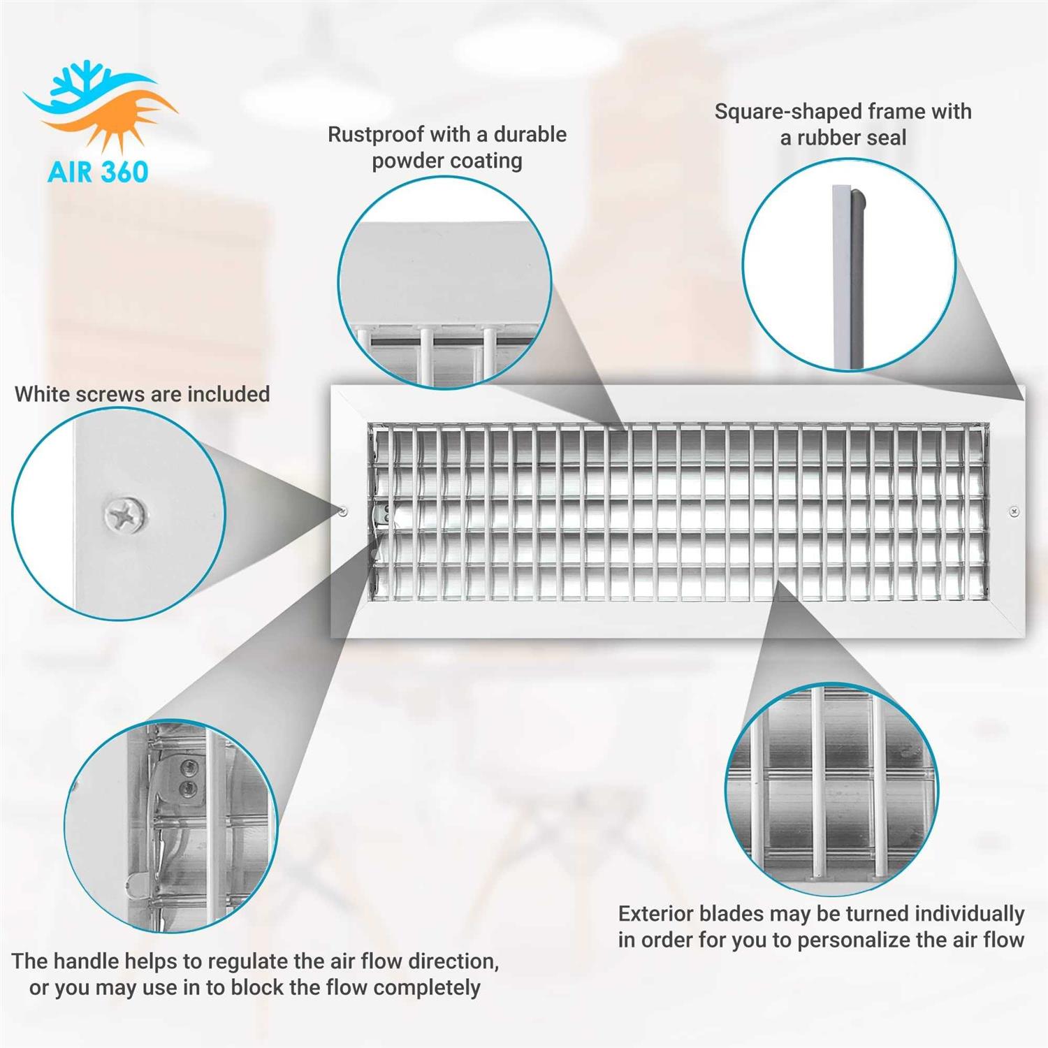 Air 360 Air Vent Covers Wall AC Grille – Premium Register Vent Cover – Durable Rustproof Aluminum - Cheap Fitting
