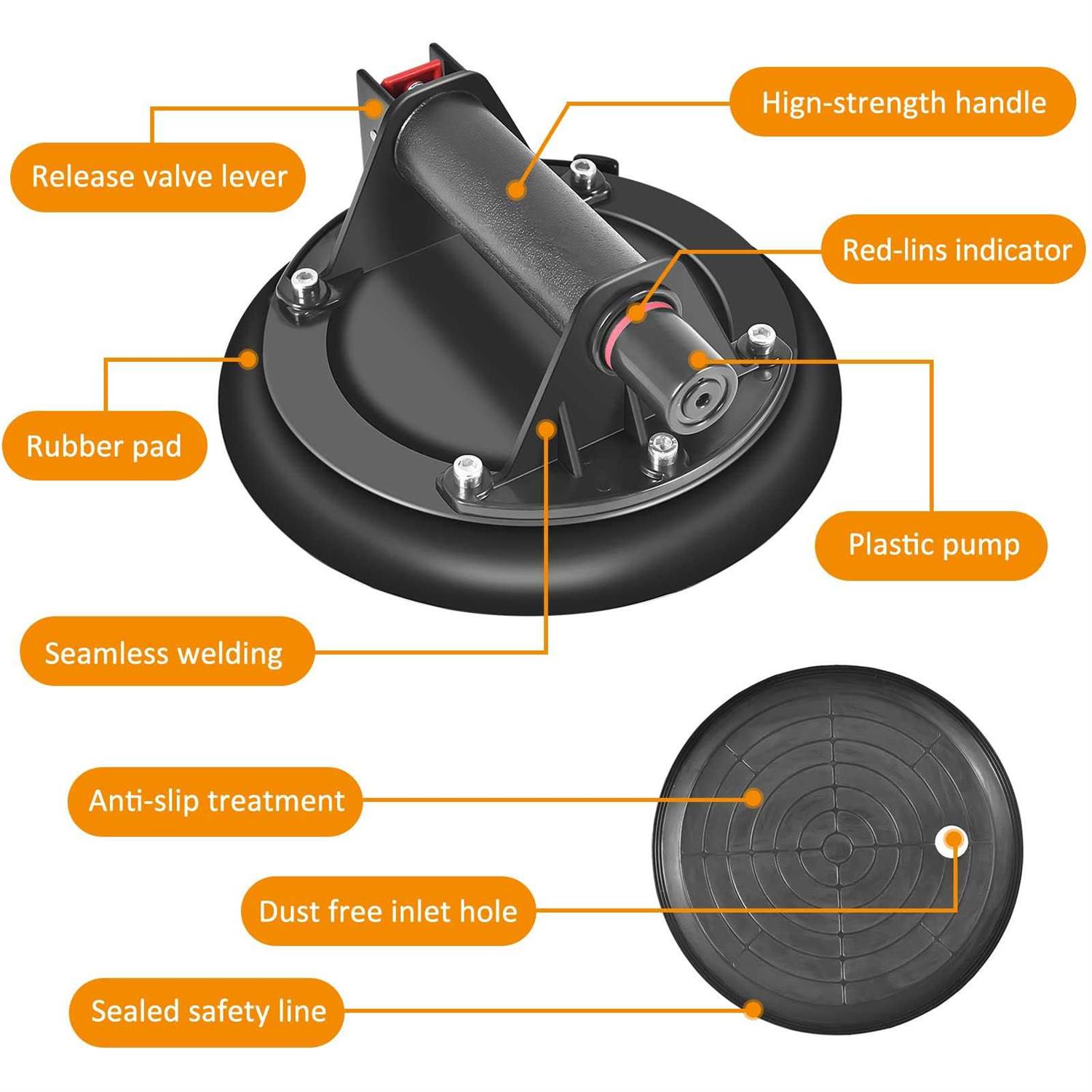 MENGXIANG 2packs Vacuum Suction Cups Heavy Duty Hand-held Glass Lifter 550lbs Lo - Cheap Fitting