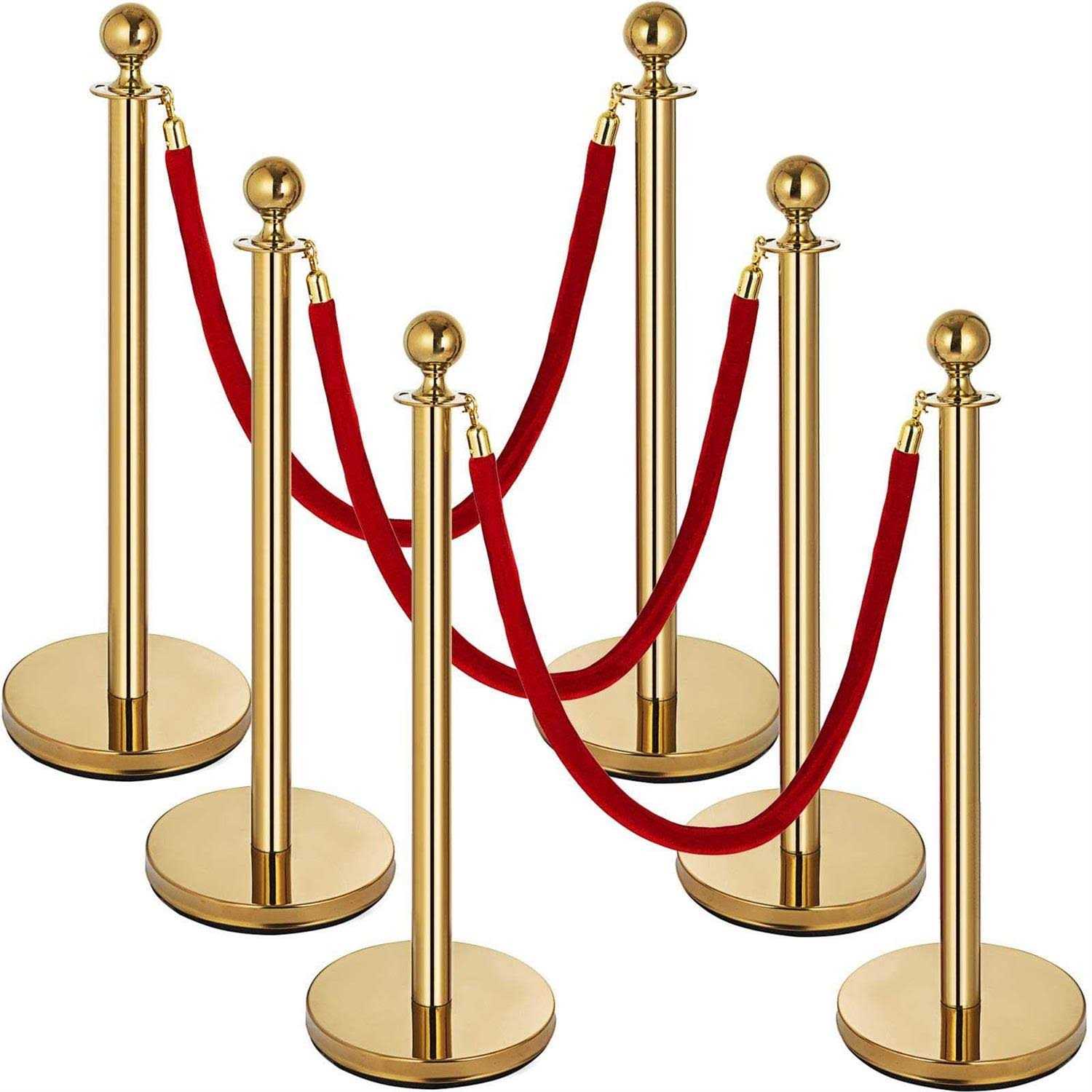 VEVOR 6 Pieces Red Rope Stanchion Silver Post Crowd Control Queue Line Barrier GLZJS1.5M4RS6JTZHV0 - Cheap Fitting