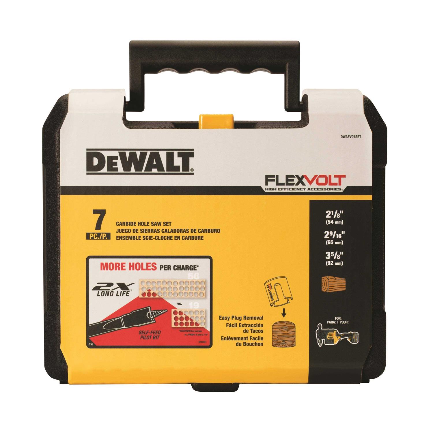 DEWALT DWAFV07SET Carbide Wood Drilling Hole Saw Kit - Cheap Fitting