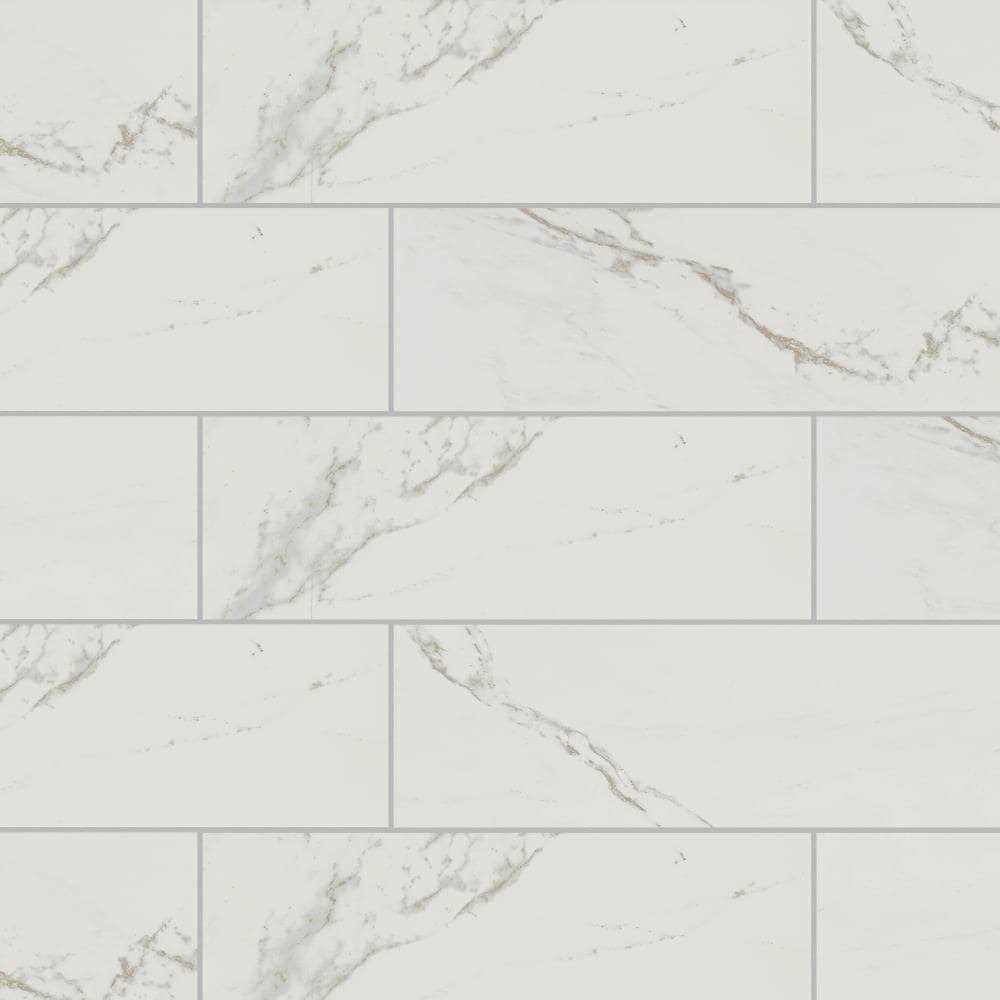 American Olean Marble Manor Calacatta 6-in x 18-in Glossy Ceramic Marble Look Wall Tile MM10618HC1P2 - Cheap Fitting