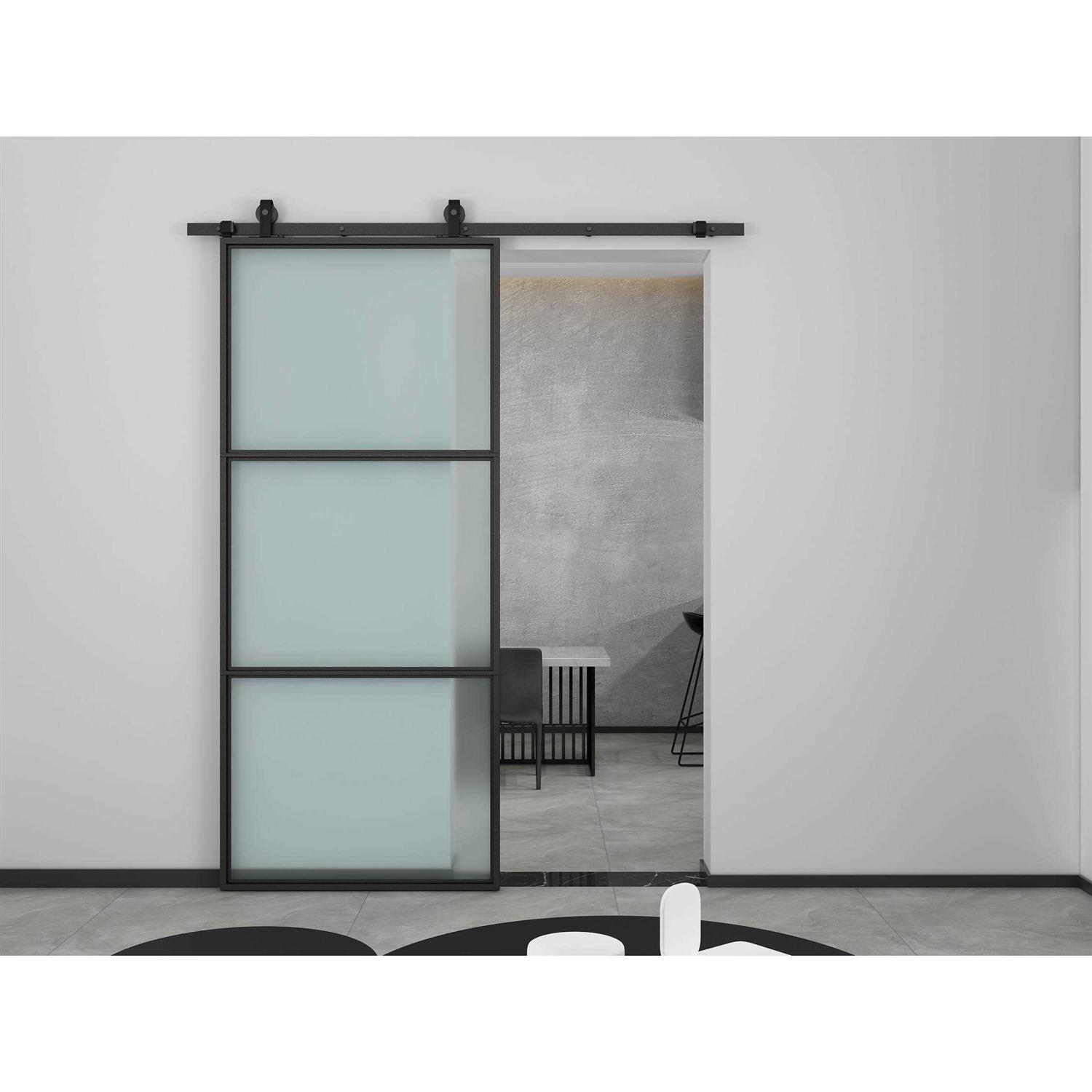 Glass Barn Door with Installation Hardware Kit Calhome - Cheap Fitting