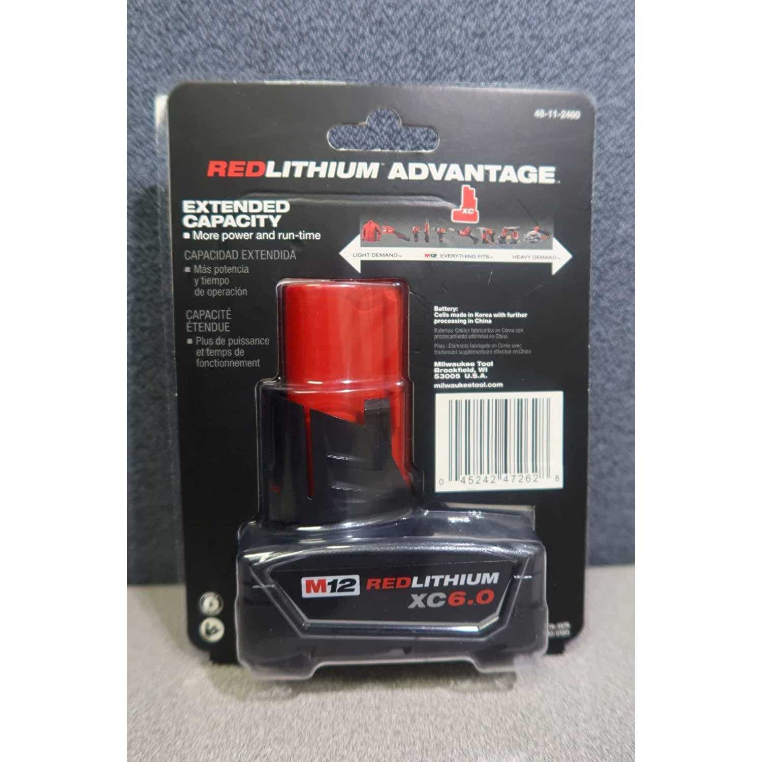 Milwaukee 48-11-2460 M12 REDLITHIUM Extended Capacity Battery Pack - Cheap Fitting