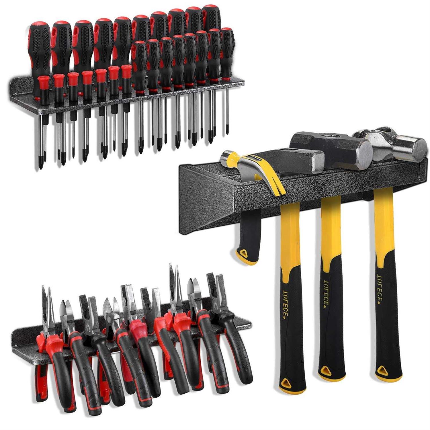 Screwdriver Organizer,Metal Screwdriver Organizers Hammer Rack,Pliers Organizer Wall Mounted Tool Organizers for Workshop,Set of 3 Tool Holder - Cheap Fitting