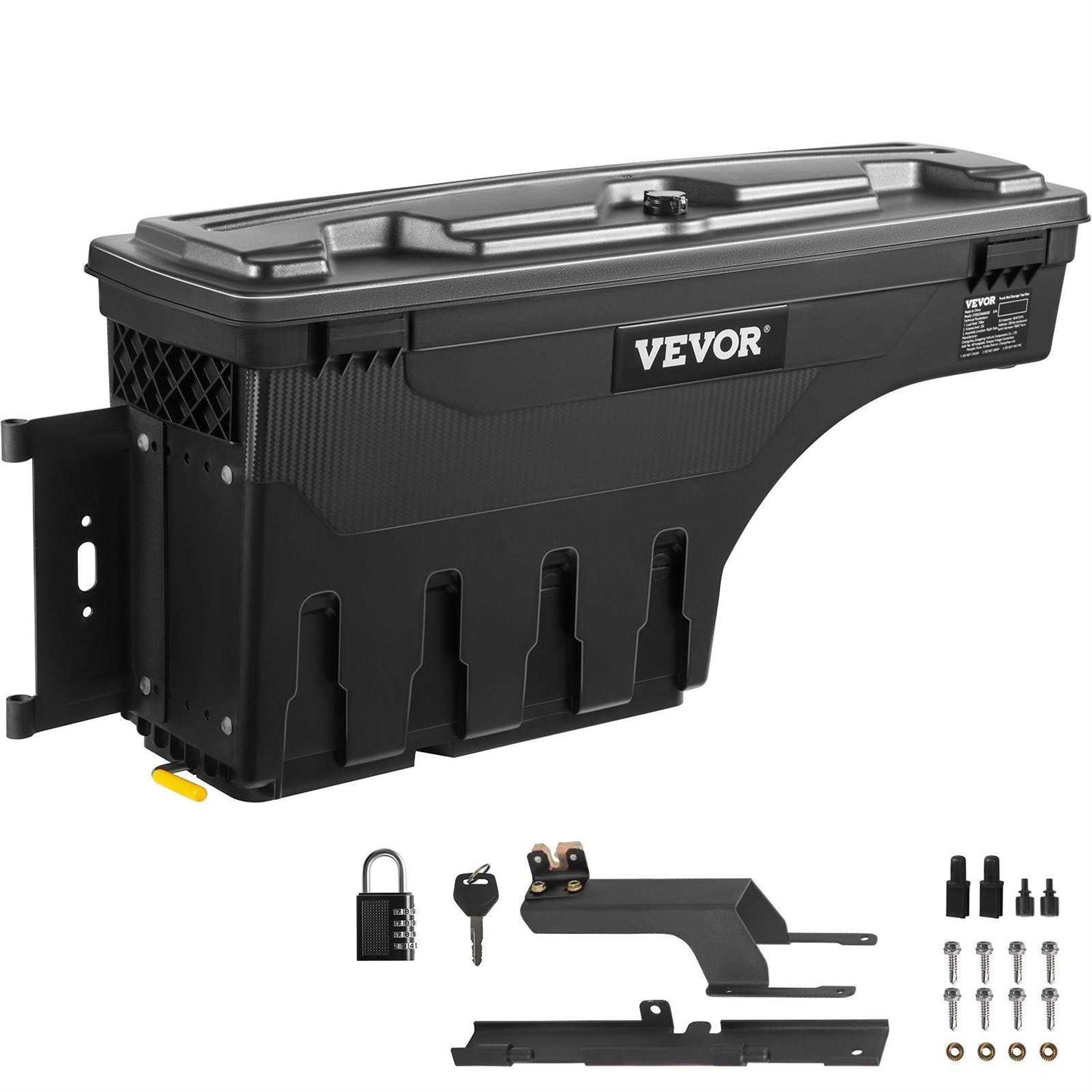 VEVOR Truck Bed Storage Box Lockable Lid Waterproof ABS Wheel Well Tool Box 6.6 Gal/20 L with Password Padlock - Cheap Fitting