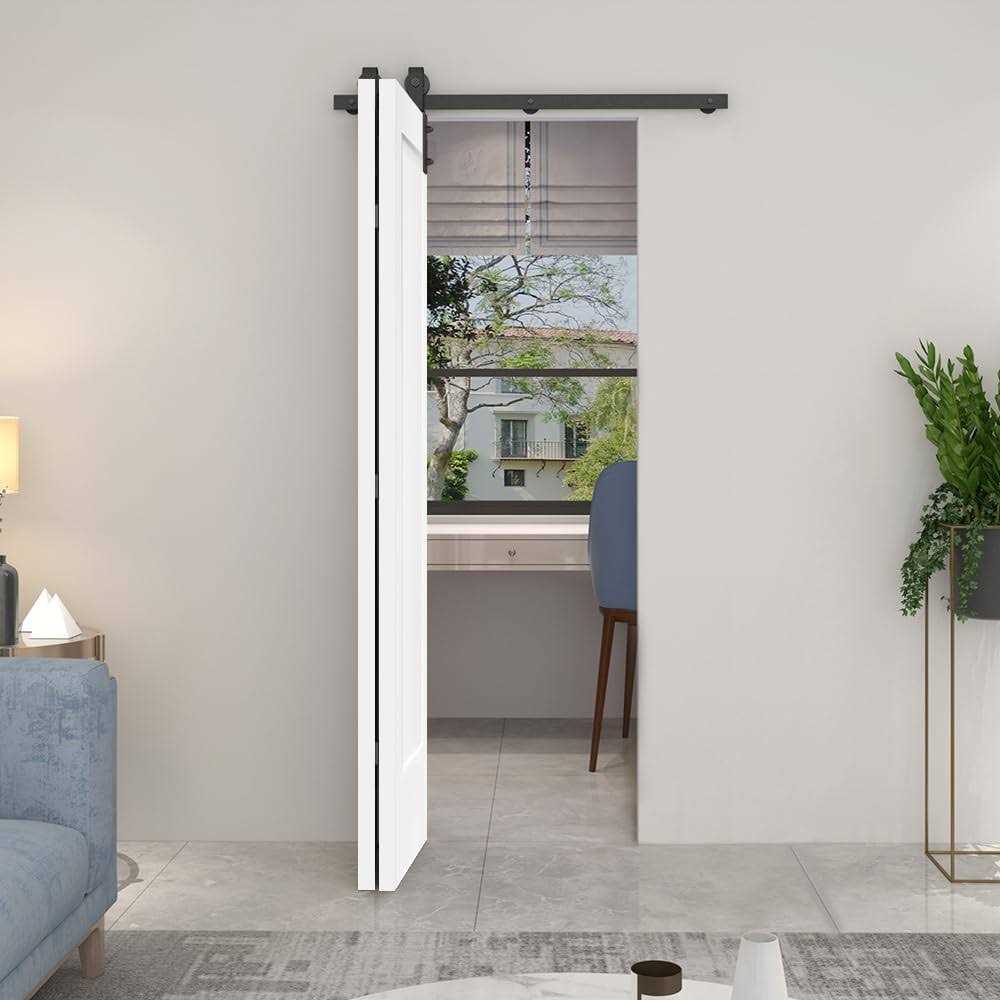 Paneled MDF Composite Bifold Barn Door with Installation Hardware Kit Calhome - Cheap Fitting