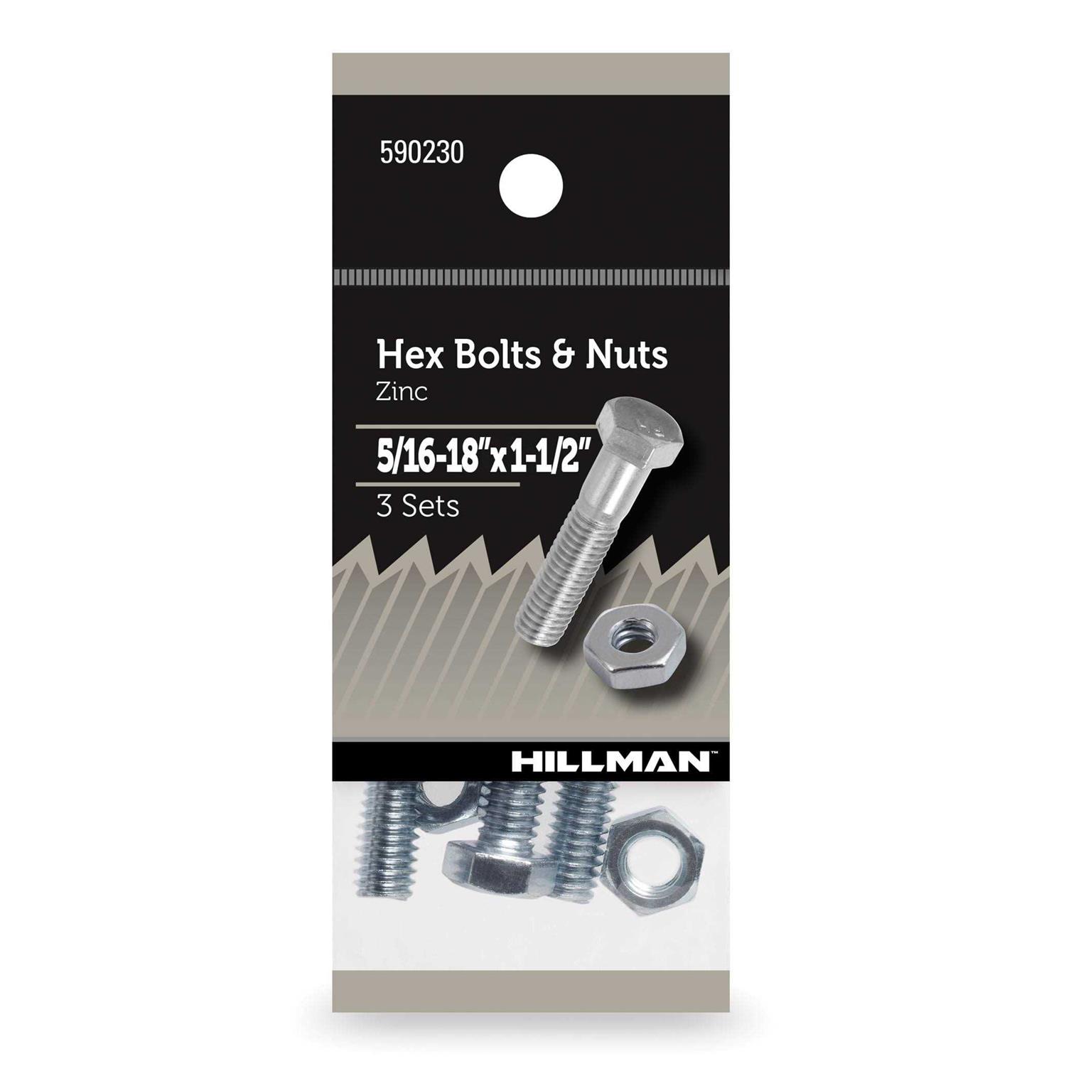 Hillman Hex Bolts and Nuts Grade 2 Steel - Cheap Fitting