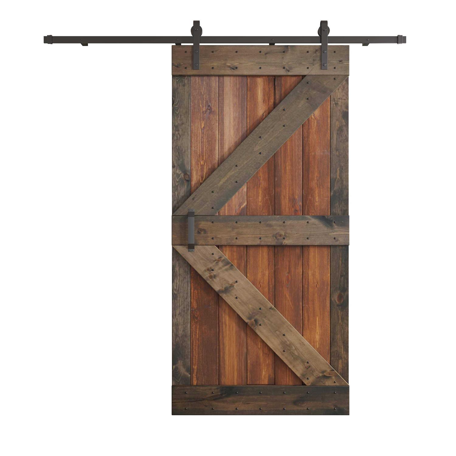 Coast Sequoia 84in K Series Multi-Color Pine Wood Sliding Barn Door with Hardware Kit - Cheap Fitting
