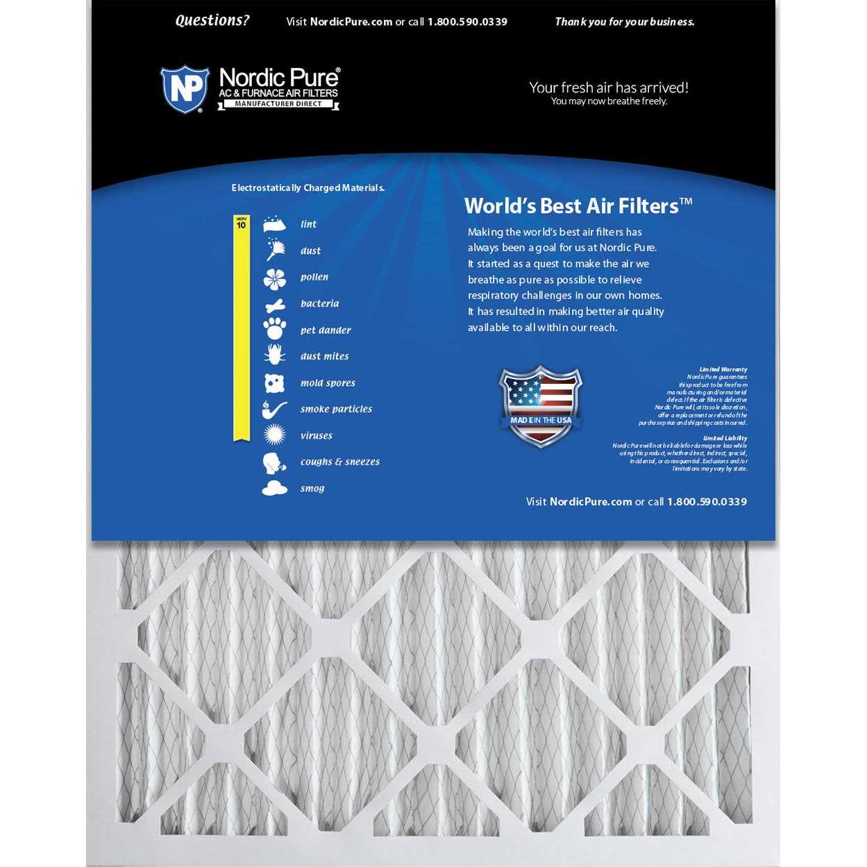 Nordic Pure MERV Pleated Plus Carbon AC Furnace Air Filters - Cheap Fitting