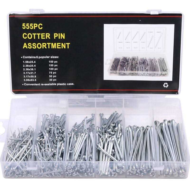 Glarks 555Pcs Heavy Duty Zinc Plated Cotter Pin Assortment Kit - Cheap Fitting