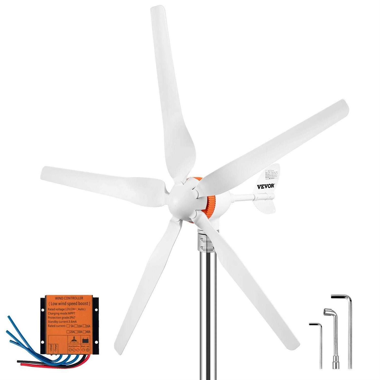VEVOR Wind Turbine Generator 500-Watt 5 Blades Auto Adjust Windward Direction Wind Power Generator with Mppt Controller - Cheap Fitting