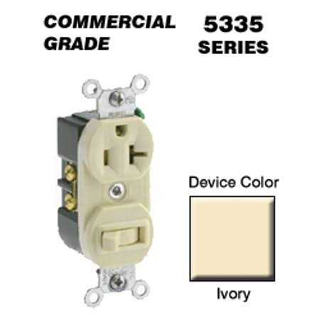 Leviton 5335-I 20 Amp Duplex Combination Switch - Cheap Fitting