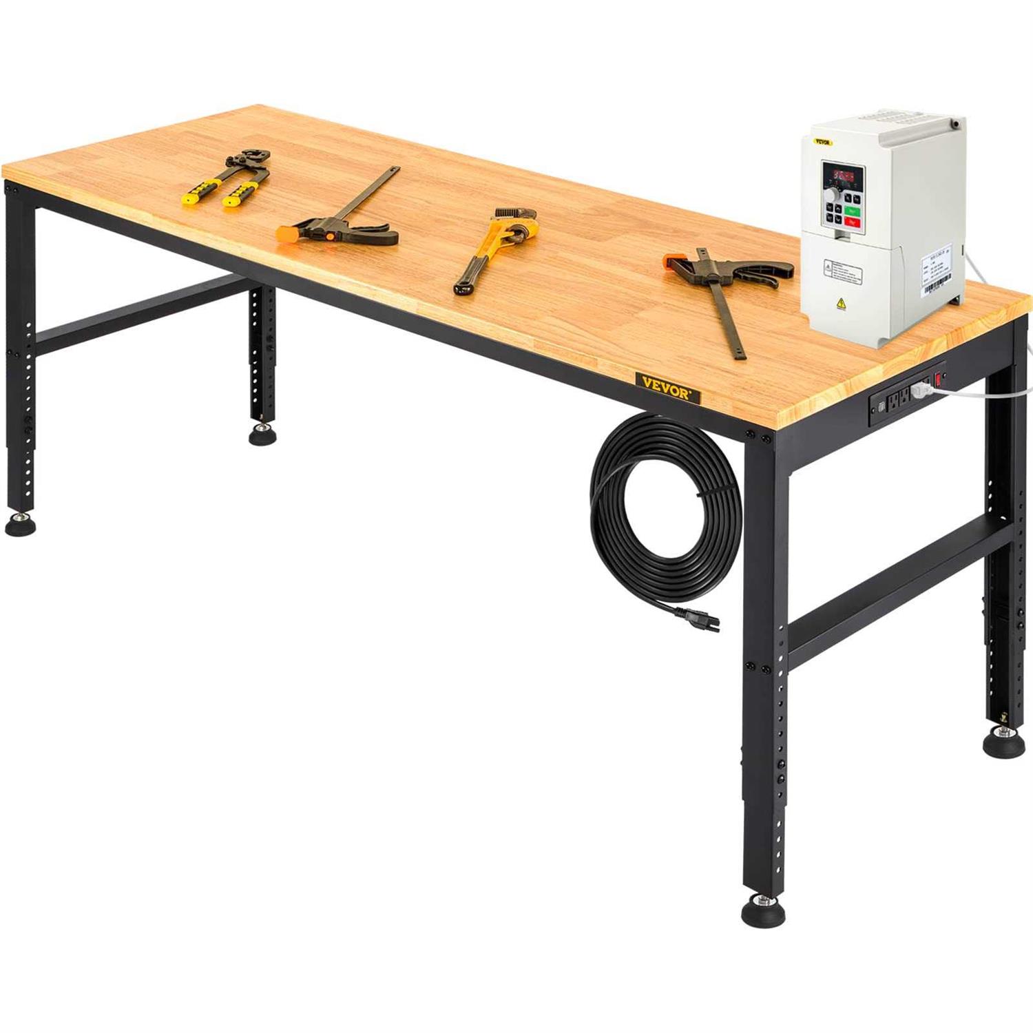 VEVOR Adjustable Height Workbench Work Bench Table w/ Power Outlets - Cheap Fitting