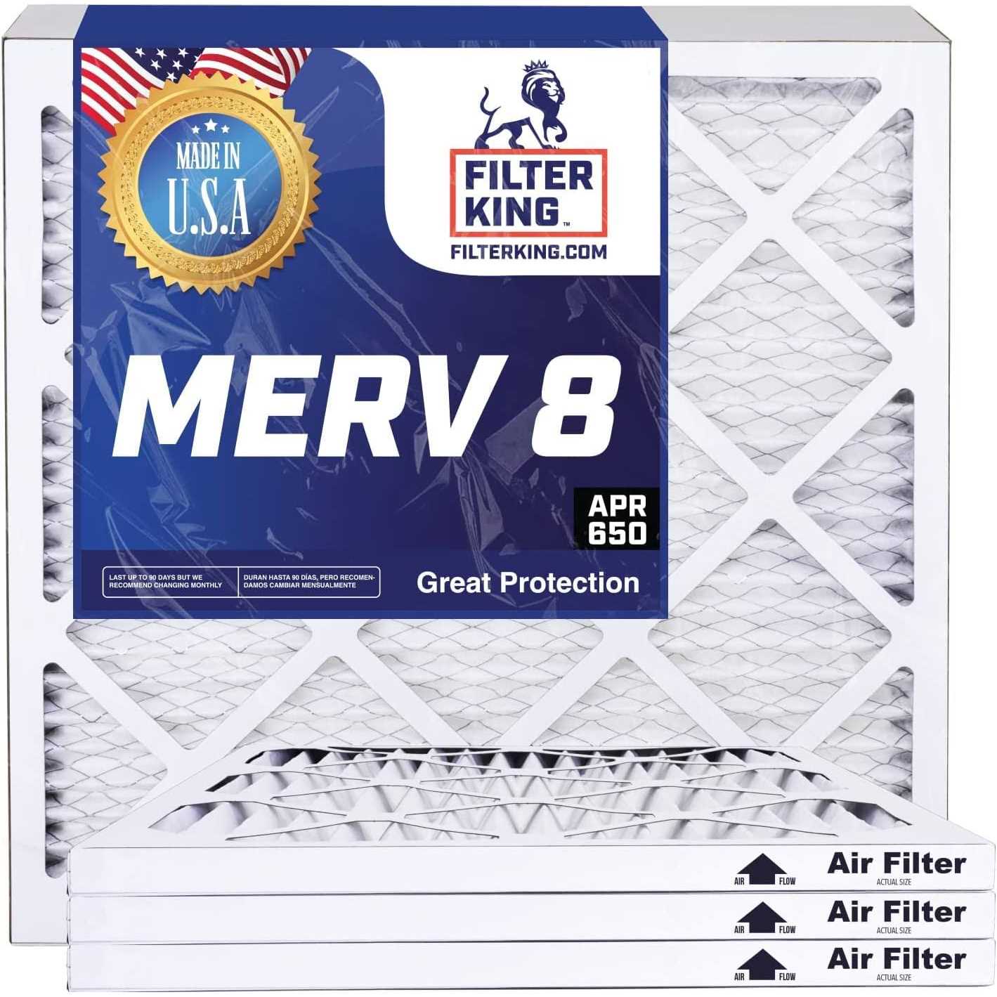 Filter King Air Filters 4 Pack MERV 8 HVAC Pleated AC Furnace Filters - Cheap Fitting