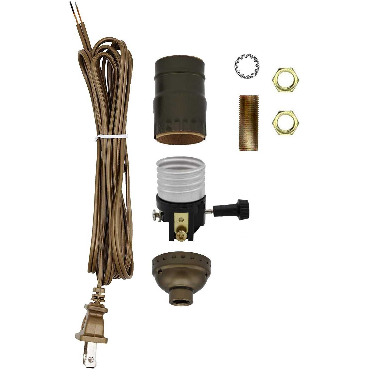 Creative Hobbies Make a Lamp or Repair Kit All Essential Hardware, 3 Way Socket, and Matching Electric Cord - Cheap Fitting