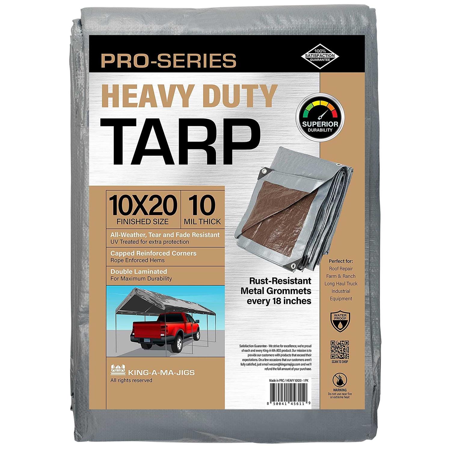 KING-A-MA-JIGS Heavy Duty Tarp 10 Mil Thick - Cheap Fitting