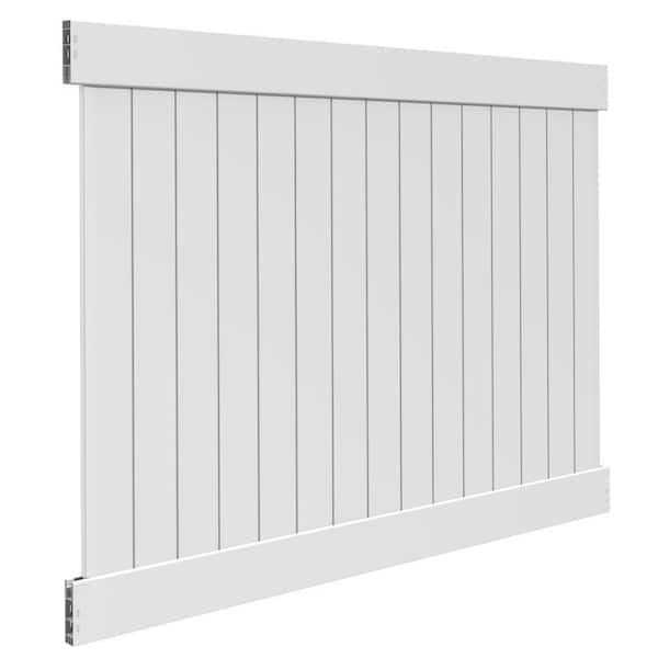 Veranda Linden H x 8 ft. W White Vinyl Privacy Fence Panel Kit - Cheap Fitting
