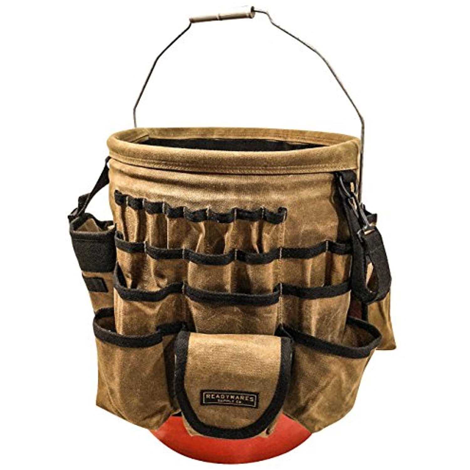 Readywares Waxed Canvas Tool Bucket Organizer Heavy Duty with 58 Pockets - Cheap Fitting