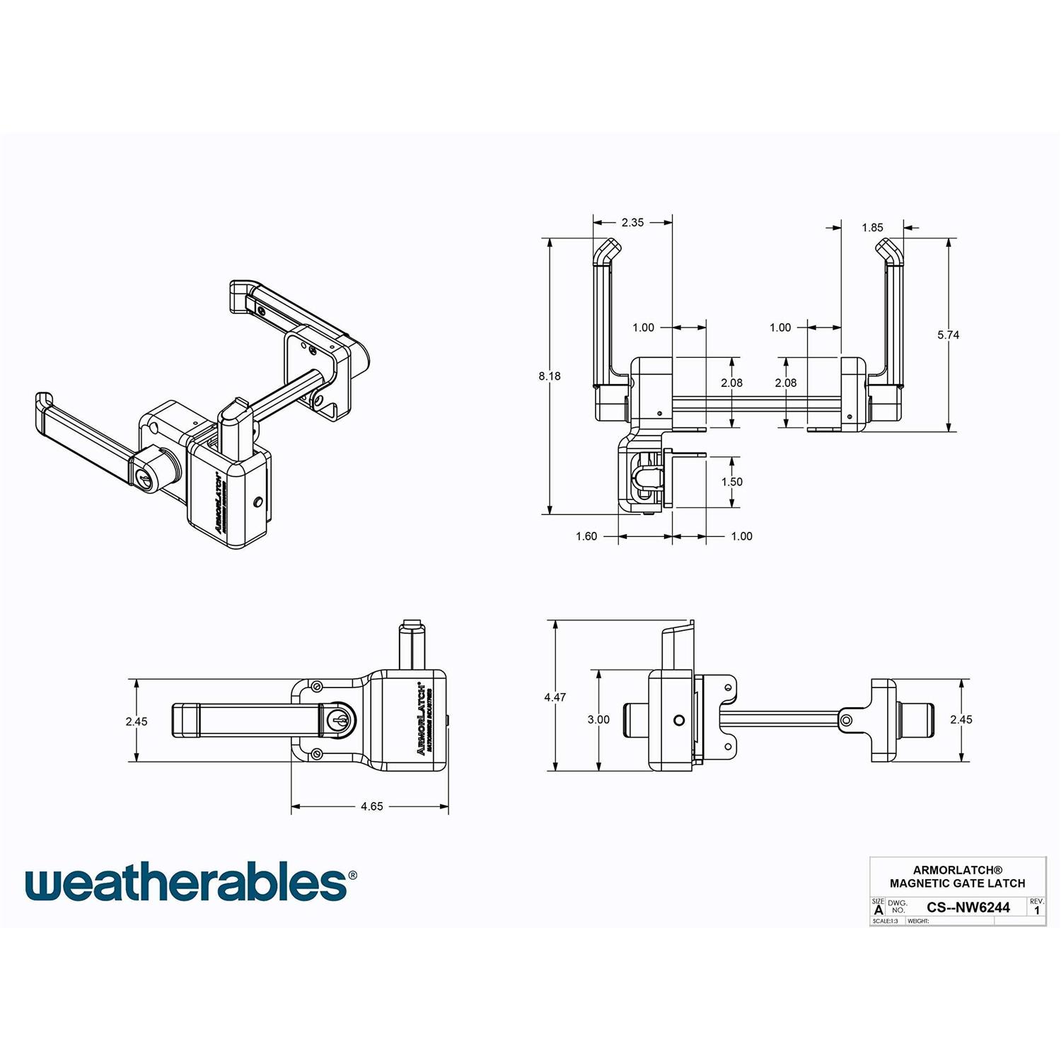 Weatherables Armor Latch Black Nylon Polymer Key-Lockable Gate Latch - Cheap Fitting