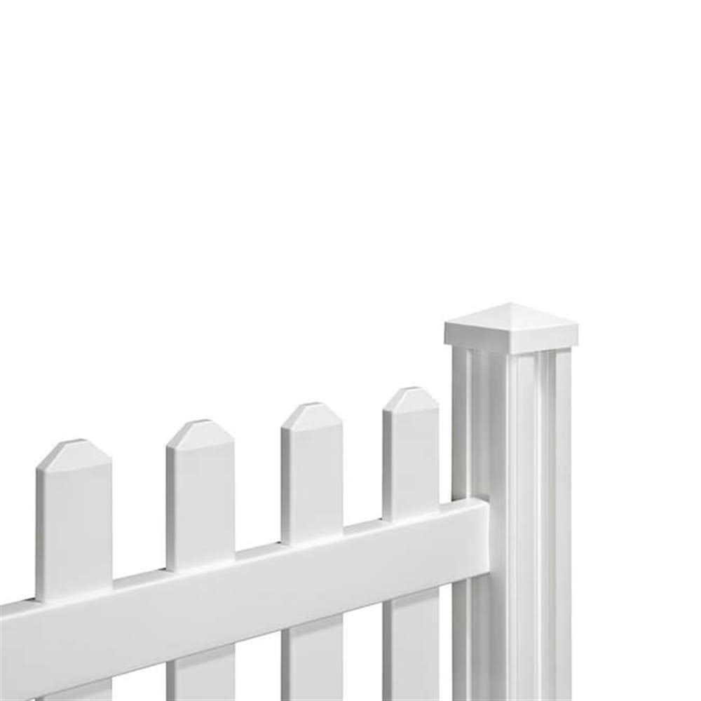 WamBam Fence 4 ft. H x 7 ft. W Premium Vinyl Classic Picket Fence Panel with Post and Cap - Cheap Fitting