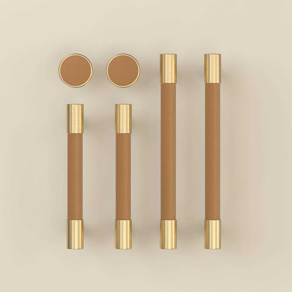 Goldenwarm Cabinet Handles Solid Brass Leather Cabinet Door Handles - Cheap Fitting