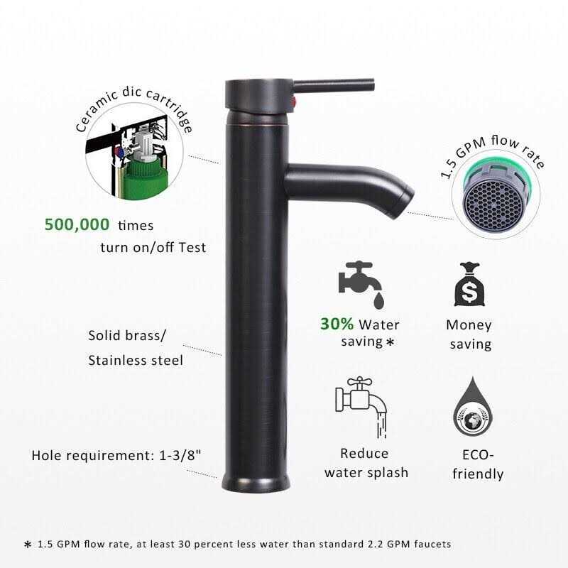 Eclife 16.5 Bathroom Vessel Sink Tempered Glass Square with ORB Faucet Pop up Drain 1.5 GPM - Cheap Fitting