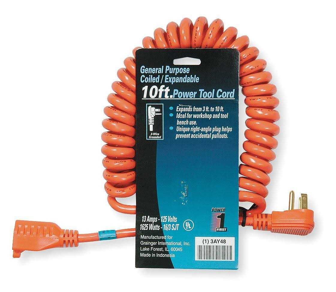 FirstPower Power First 10 ft. Coiled extension Cord 16/3 3AY48 - Cheap Fitting