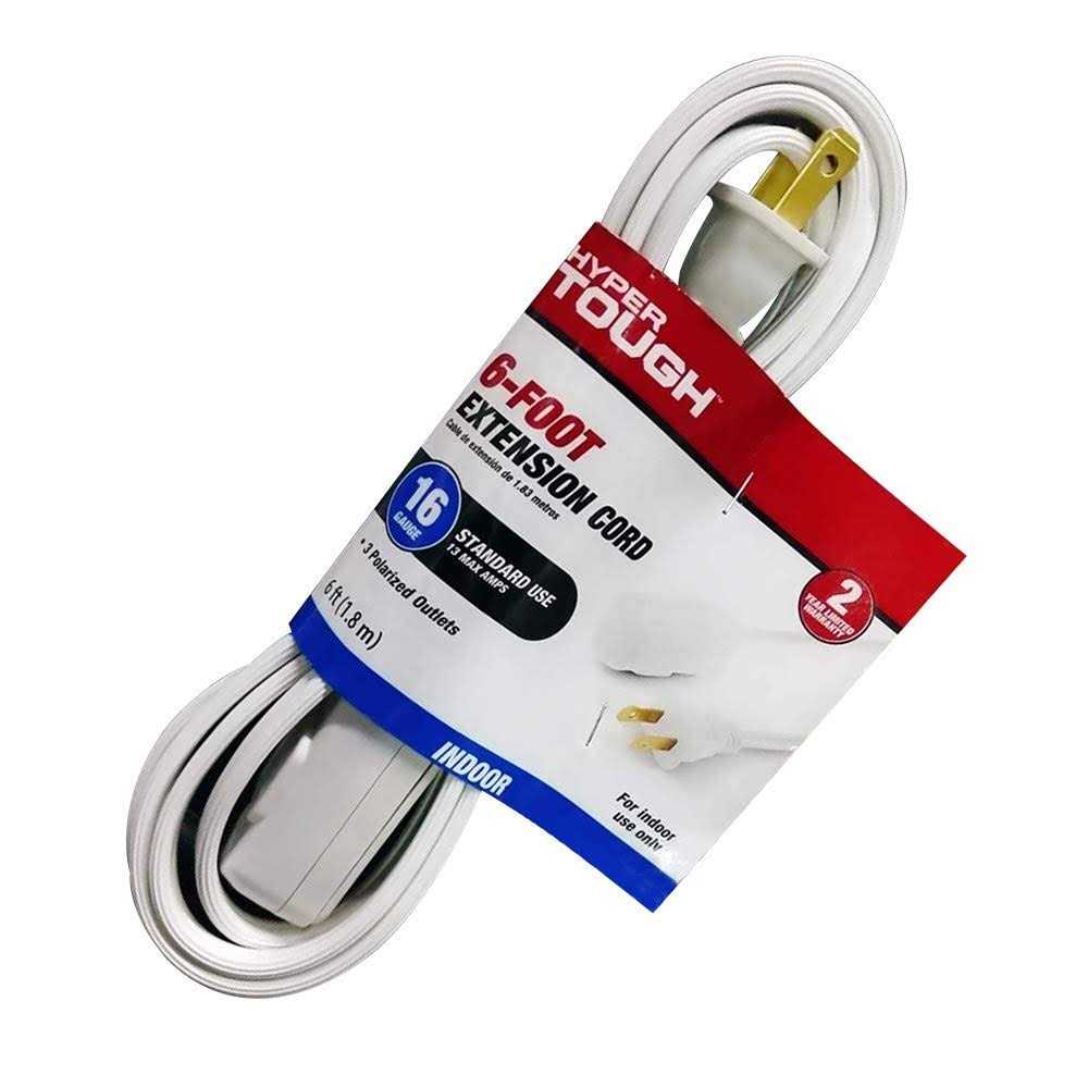 Hyper Tough 16AWG 2 Prong White Indoor Household Extension Cord - Cheap Fitting