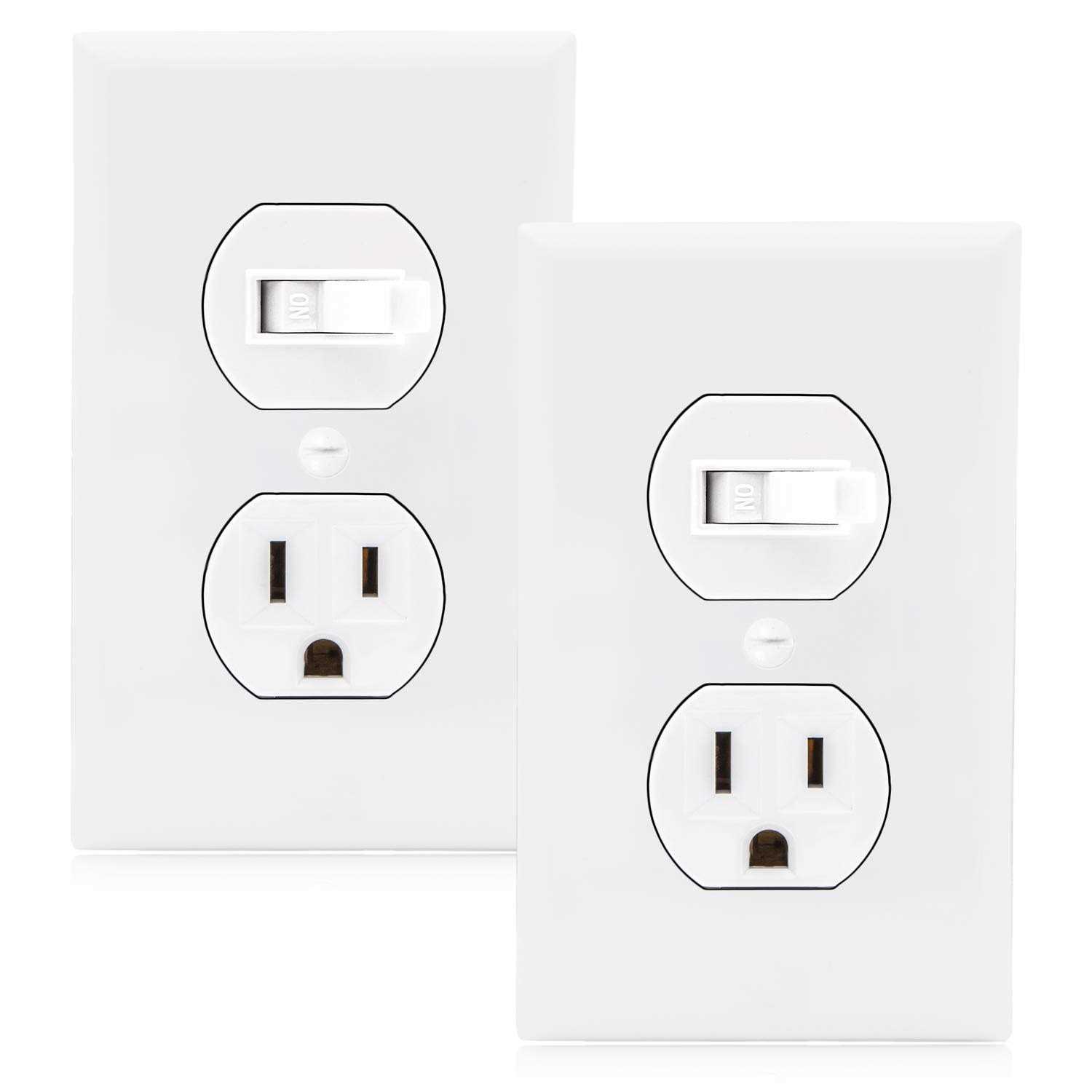 Maxxima Combination Toggle Light Switch and Outlet Single Pole White Decor Combo Style Receptacle - Cheap Fitting